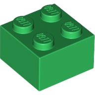 Lego kostka (kostička) 2x2, zelená (300328)